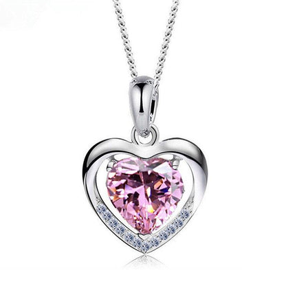 Cheky - 925 Heart-shaped Rhinestones Necklace Luxury Personalized Necklace For Women Jewelry Jewelry Valentine's Day Gift