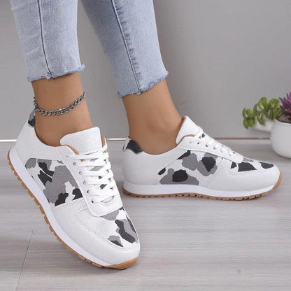 Cheky - Fashoin Leopard Print Lace-up Sports Shoes For Women Sneakers Casual Running Walking Flat Shoes