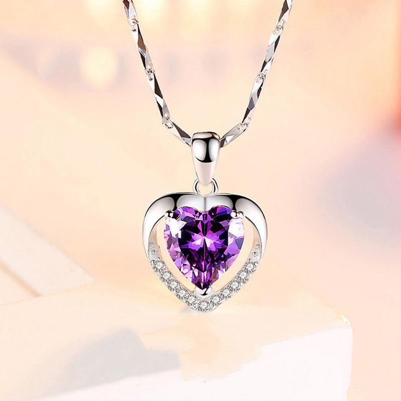 Cheky - 925 Heart-shaped Rhinestones Necklace Luxury Personalized Necklace For Women Jewelry Jewelry Valentine's Day Gift