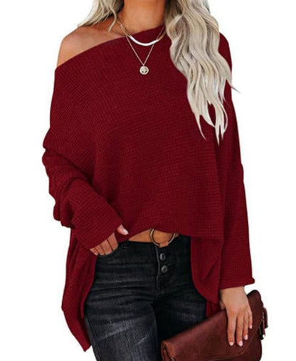 Cheky - Women's Casual Off-the-shoulder Batwing Long Sleeve Pullover Sweater