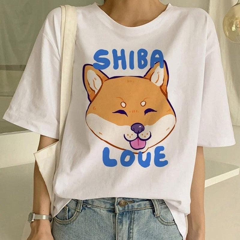 Cheky - Women's Fashion Shiba Inu Dog Round Neck T-shirt