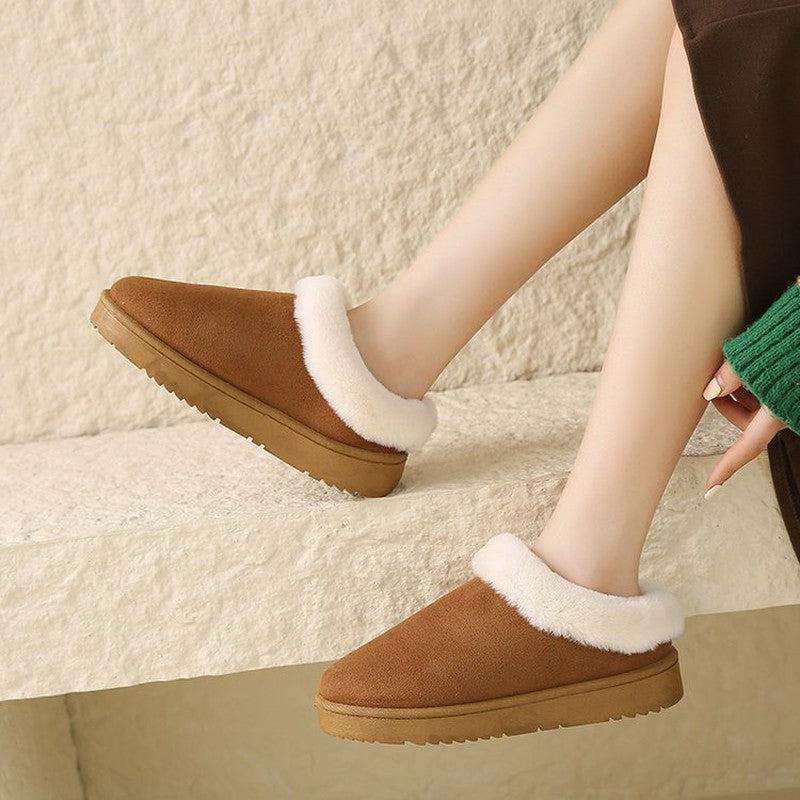 Cheky - Women Winter New Round Head Leisure Slip-onPlus Size Cotton Shoes