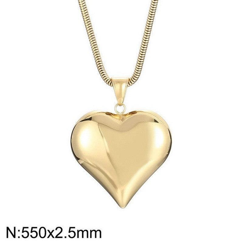 Cheky - Gold Sliver Hollow Heart-shaped Necklace Ins Simple Versatile Personalized Love Necklace For Women's Jewelry Valentine's Day