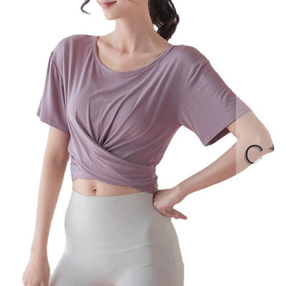 Cheky - Yoga Clothing Women's Comfortable Round Neck Fitness Clothing Short Sports