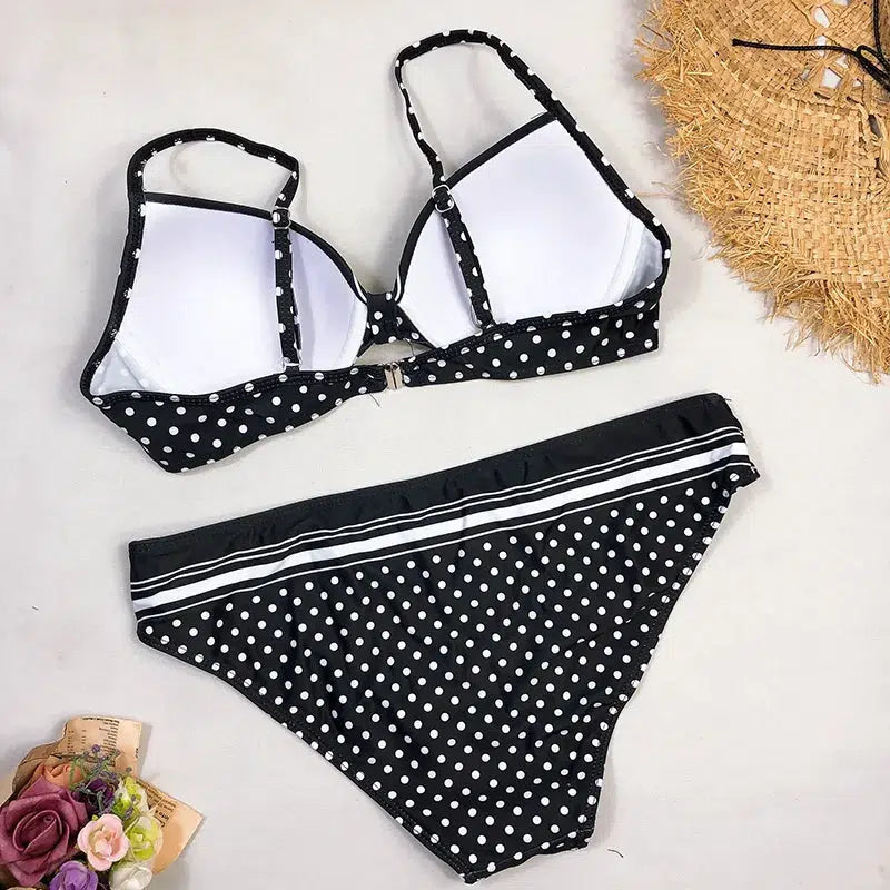 Cheky - Sexy Swimwear 2023 Bikinis Black Swimming Suit For Women Dot Polka Swimsuit Padded Push-up Bikini Set