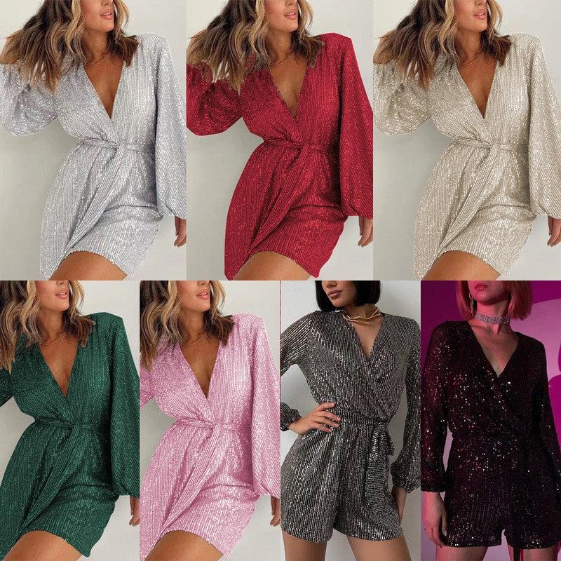 Cheky - Sequined Long Sleeve Dress Women