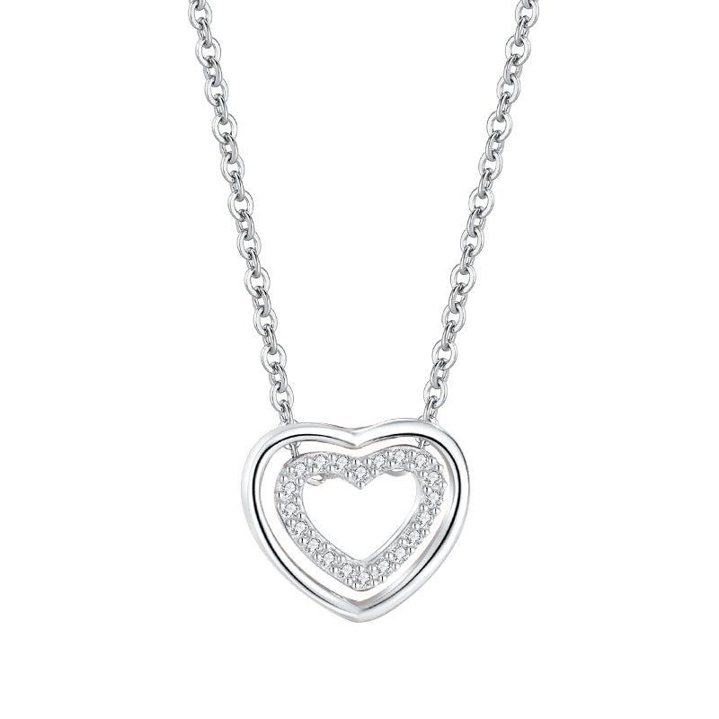 Cheky - S925 Sterling Silver Heart To Heart Pendant Necklace