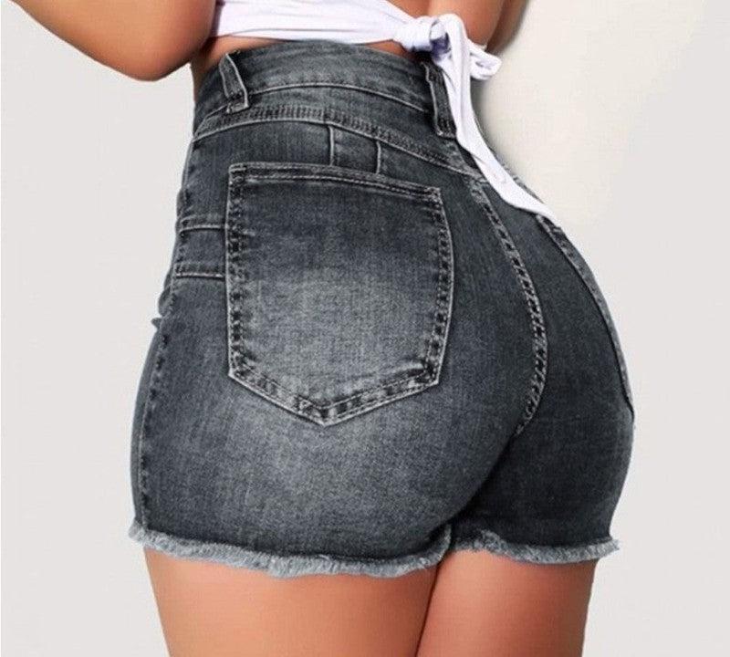 Cheky - Stretch Slim Fit Ripped Tassel Denim Shorts For Women