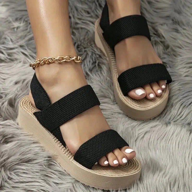 Cheky - New Minimalist Slingback Wedge Sandals Outdoor Summer Lightweight Slides Solid Color Thick Bottom Ladies Shoes Female Sandals