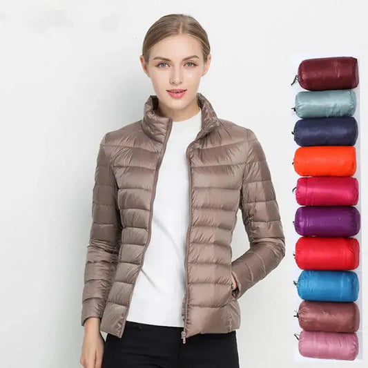 Cheky - Women Spring Jacket Fashion Short Ultra Lightweight Packable Puffer Coats 15 Colors Female Down Warm Korean Slim Fit Parkas 5XL