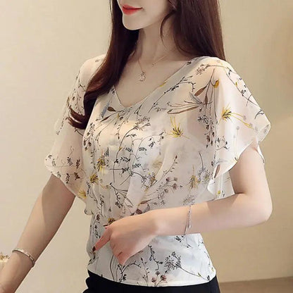 Cheky - Chiffon top women's short sleeve