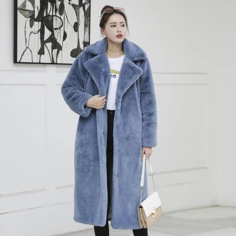 Cheky - Fashion New High Quality Velvet Fur Long Coat Women