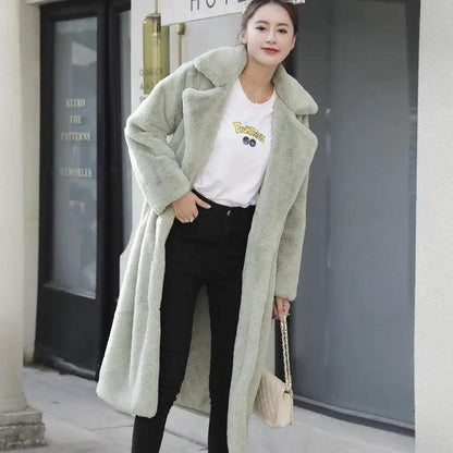 Cheky - Fashion New High Quality Velvet Fur Long Coat Women