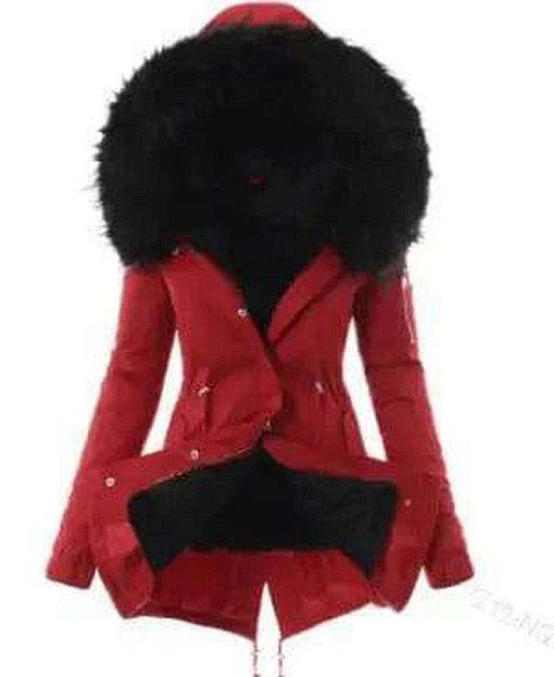 Cheky - Hooded Drawstring Plush Jacket Women