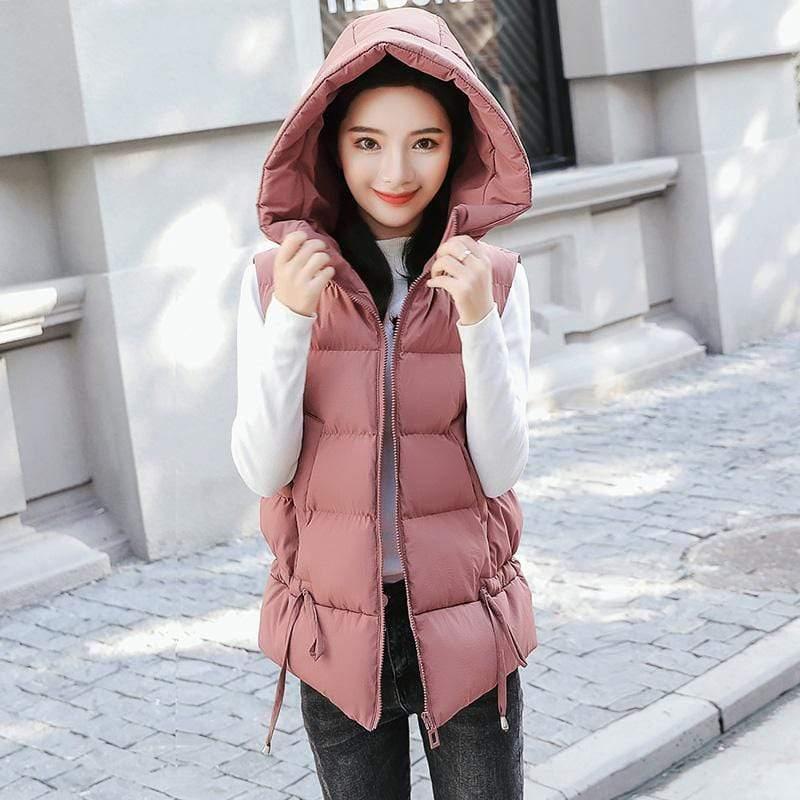 Cheky - Hooded fashion zip pleated cotton coat