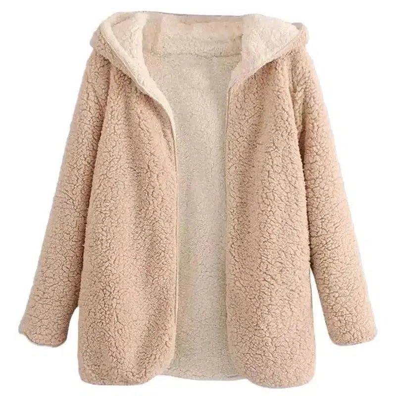 Cheky - Hooded lamb fur coat loose texture female coat