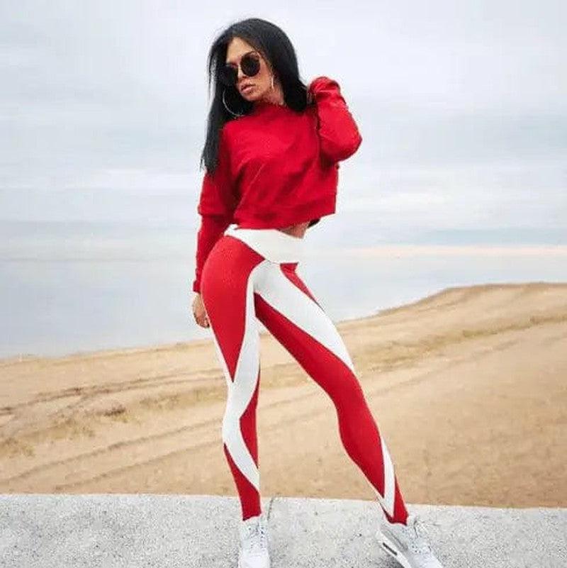 Cheky - Women Leggings Slim High Waist Elasticity Leggings Fitness