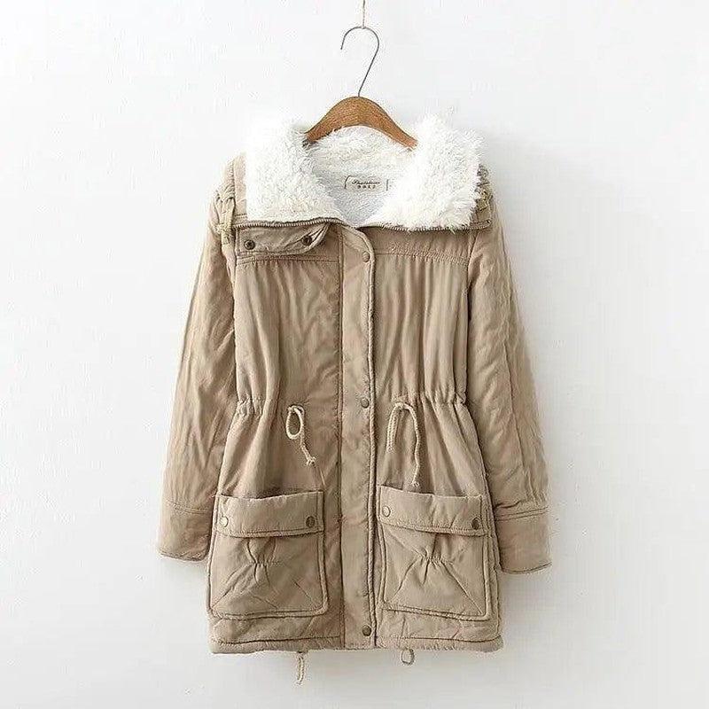 Cheky - Mid-length Slim-fit Peach Skin Coat