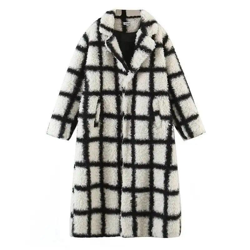 Cheky - Polo Loose Coat Fashionable Plaid