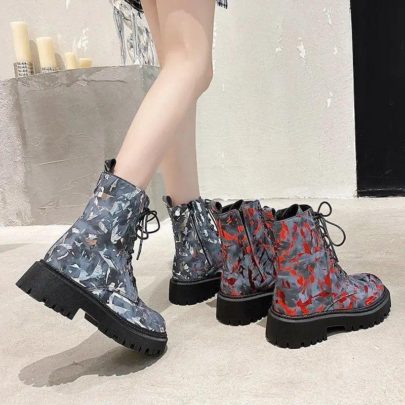 Cheky - Printed Martin boots women