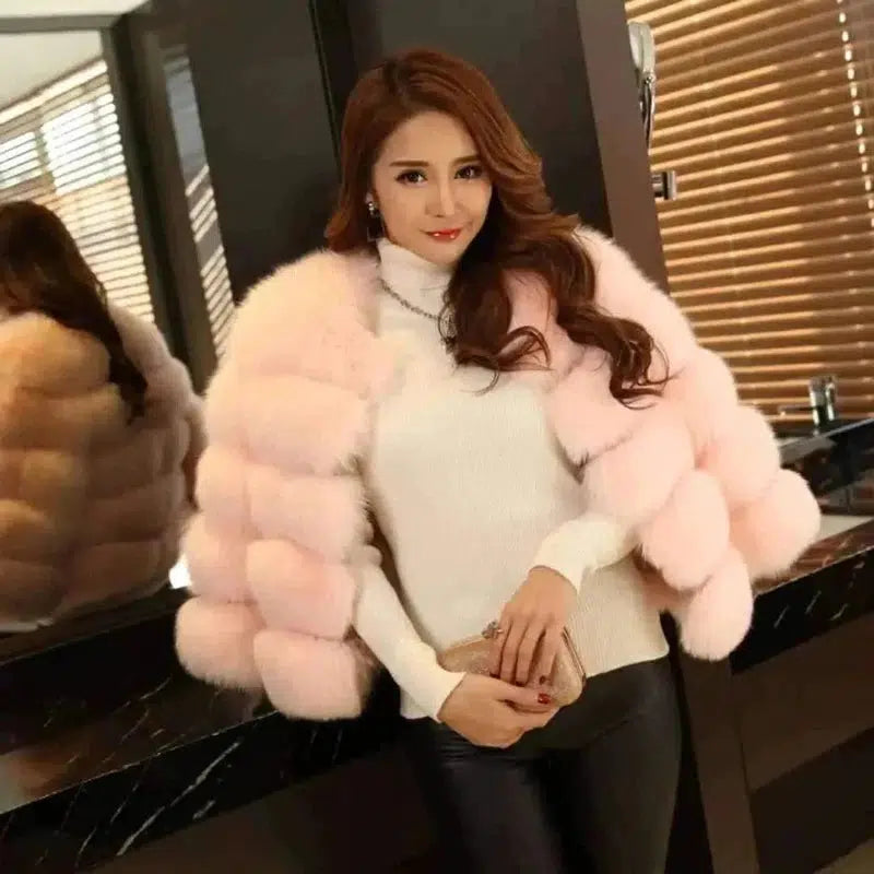 Cheky - S-3XL Mink Coats Women Winter New Fashion FAUX Fur Coat