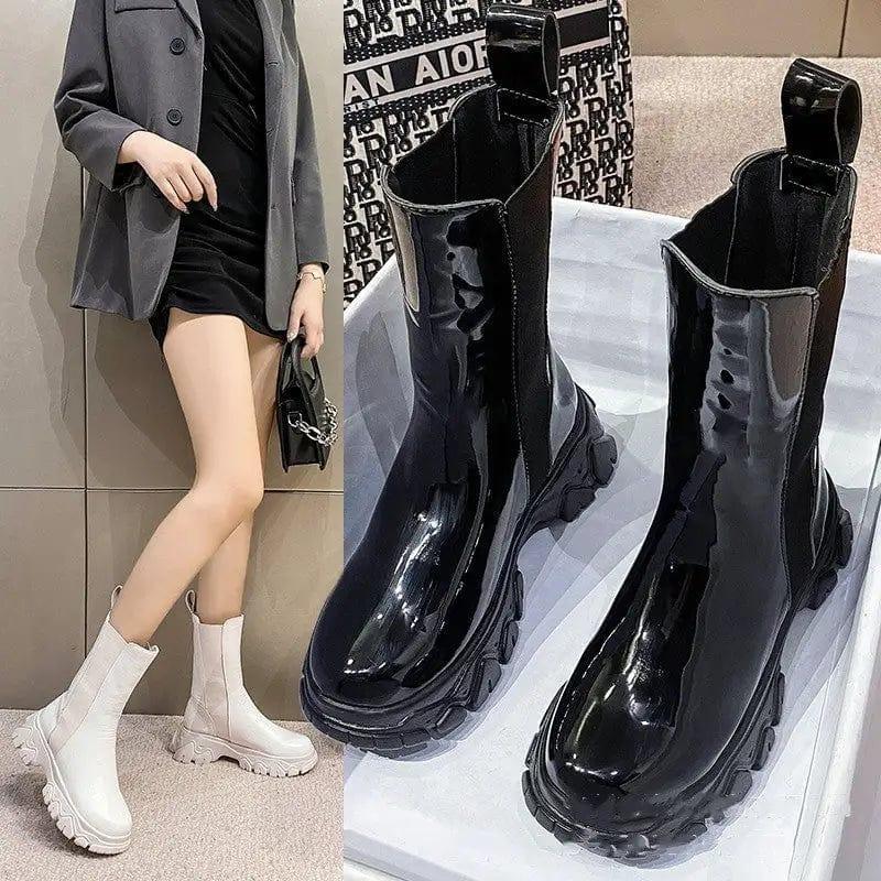 Cheky - Short Boots Women Round Head Sponge Cake Platform