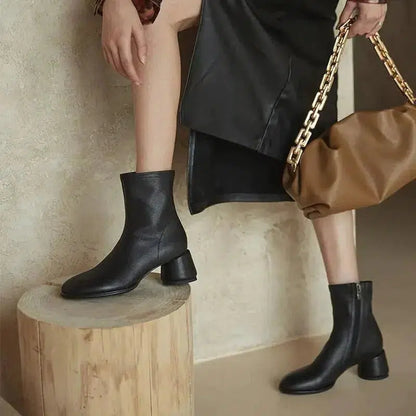 Cheky - Simple And Comfortable Mid-heel Fashion Boots Women