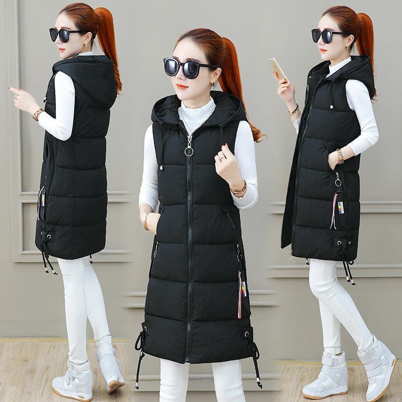 Cheky - Slim Mid-length Down Cotton Vest Jacket