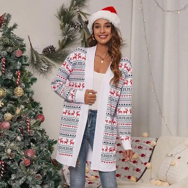 Cheky - Tie-dye Christmas Leopard Print Knitted Cardigan Jacket